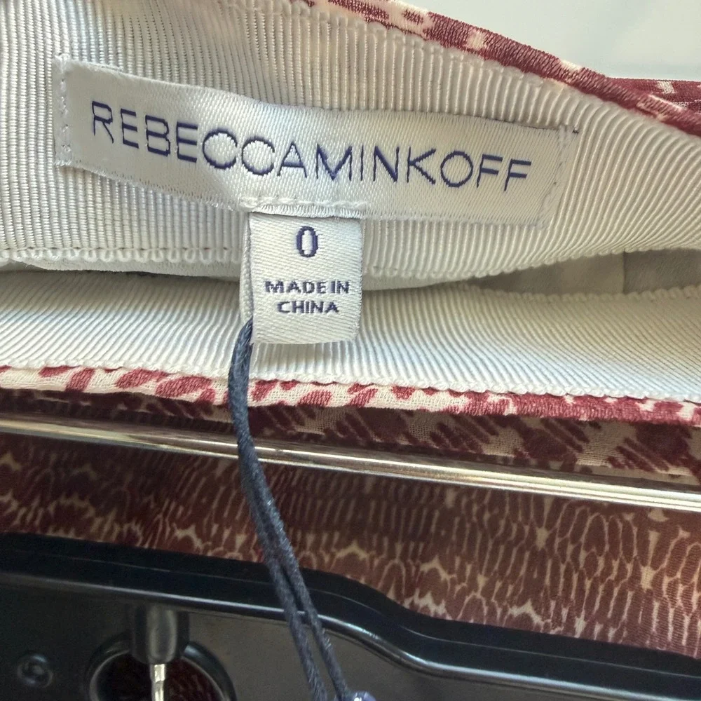Rebecca Minkoff sz 0 Cheryl Skirt Boho Red Cream Tiered Ruffle‎ Wrap Mini Skirt